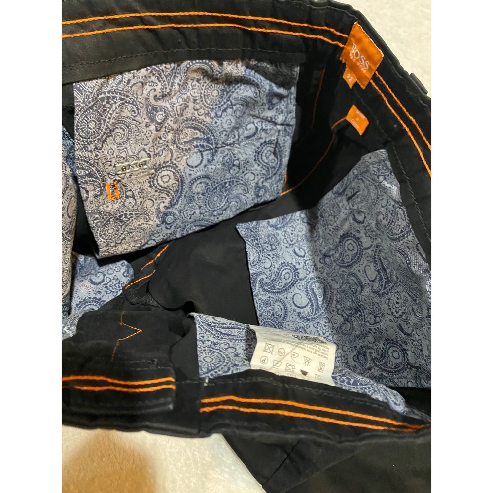 Hugo Boss Orange Label Slim Fit Chinos Mens 32 Black Cotton Trousers Pants - Picture 8 of 10